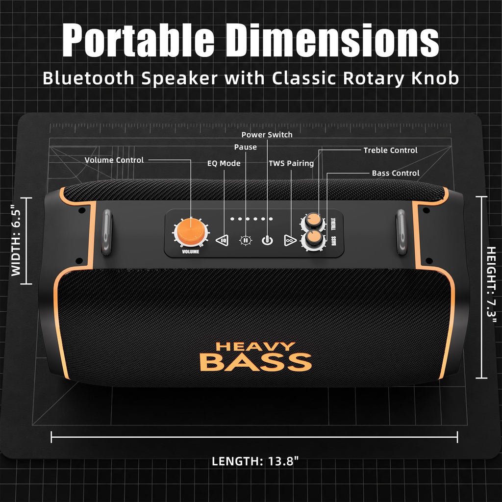 Portable Bluetooth Speaker, 120W Peak, 28-Hour Playtime S607131
