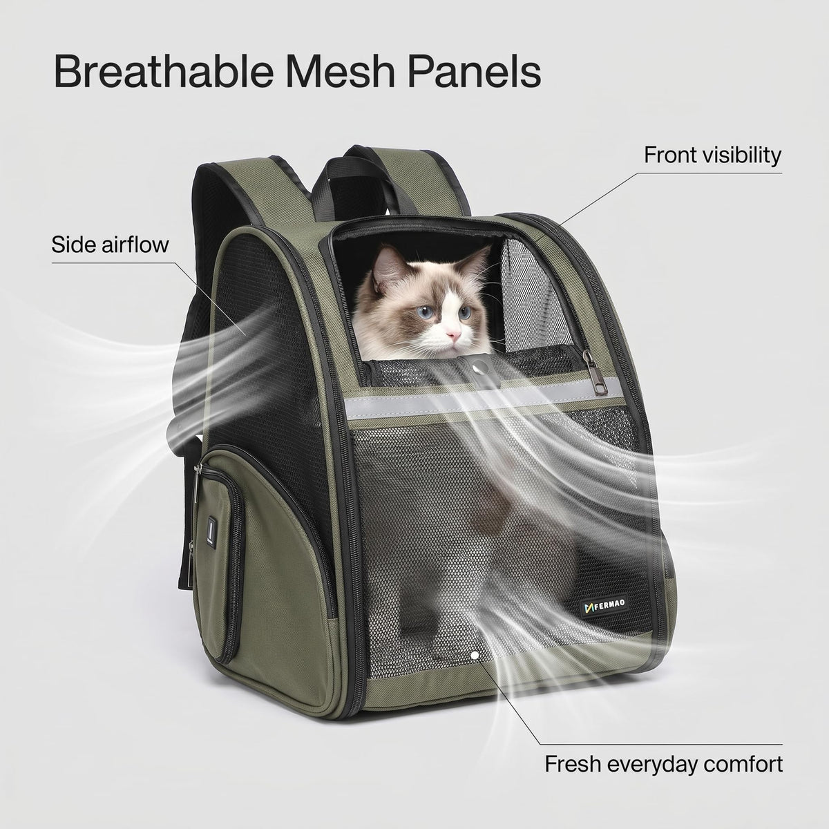 Cat Backpack Carrier Collapsible with Ventilated Mesh Q7346