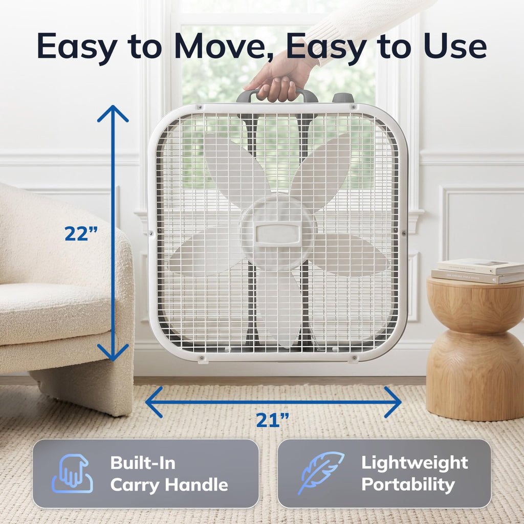 20" 3-Speed White Box Fan Y84574