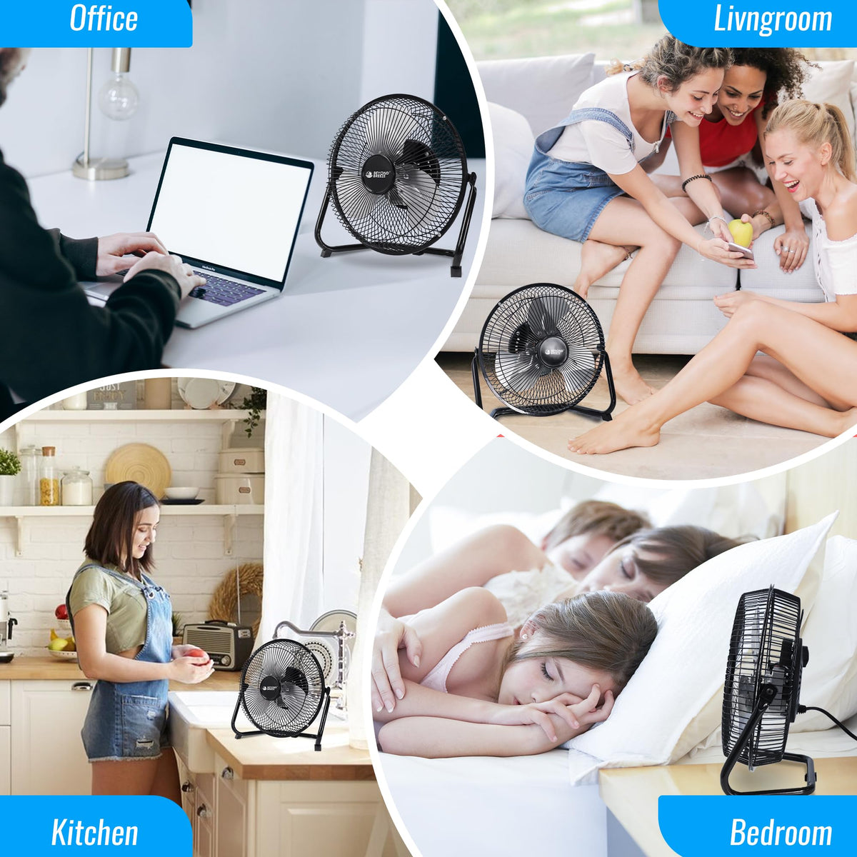 9 Inch Black Metal Floor Fan D584