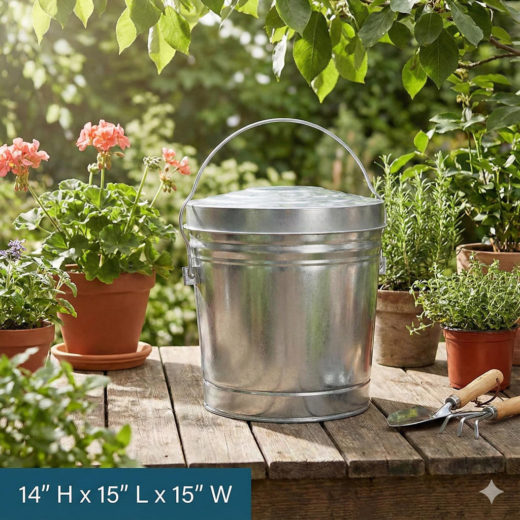 6-Gallon Galvanized Steel Trash Can with Locking Lid P8991