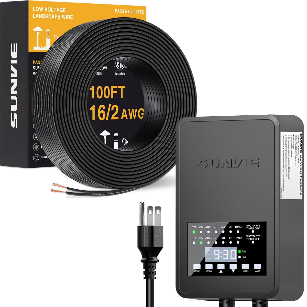 200W Low Voltage Landscape Transformer with 100FT Wire I757