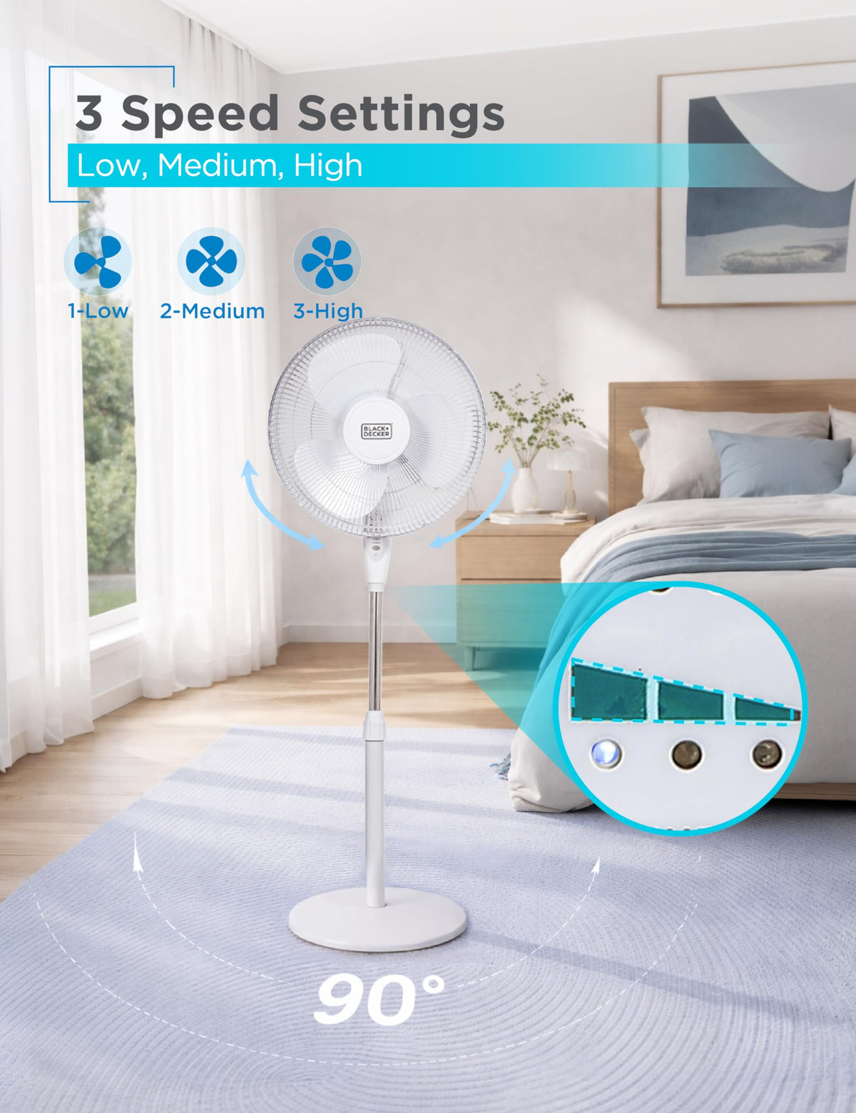 16" Oscillating Pedestal Fan with Remote I1307
