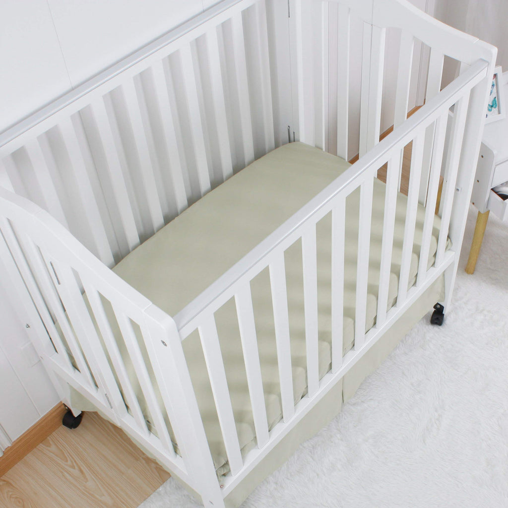Microfiber 3 Pack Mini Portable Crib Sheets, Fits 24" x 38", Green Light Grey White R536046