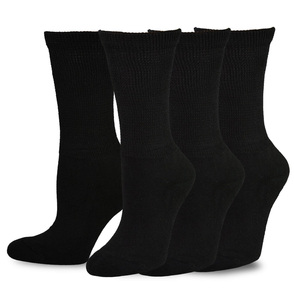 Viscose Bamboo Diabetic Crew Socks 3-Pairs Black E668