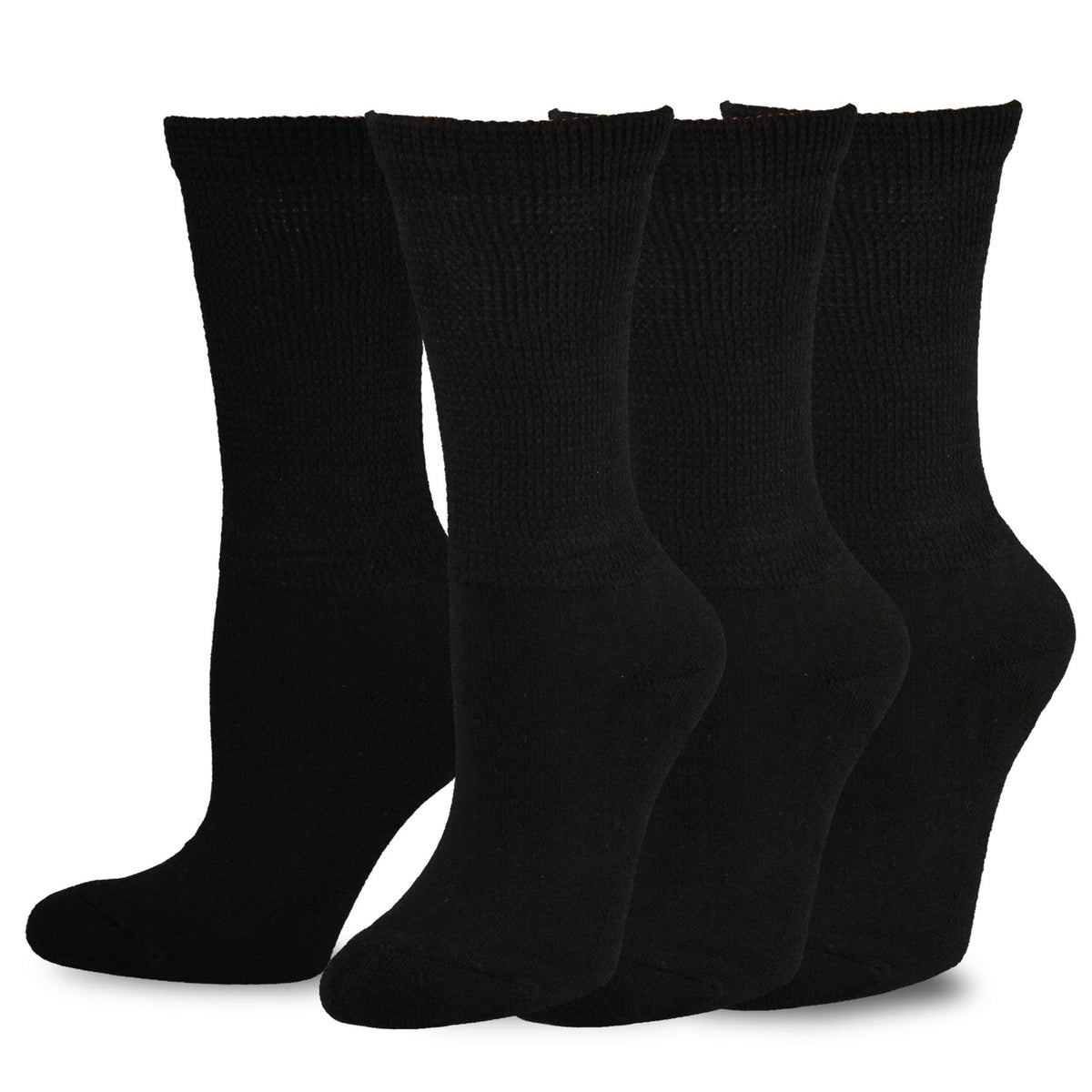 Viscose Bamboo Diabetic Crew Socks 3-Pairs Black E668