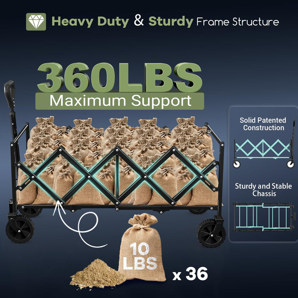 34'' Extra Long Folding Portable Wagon Cart A9900