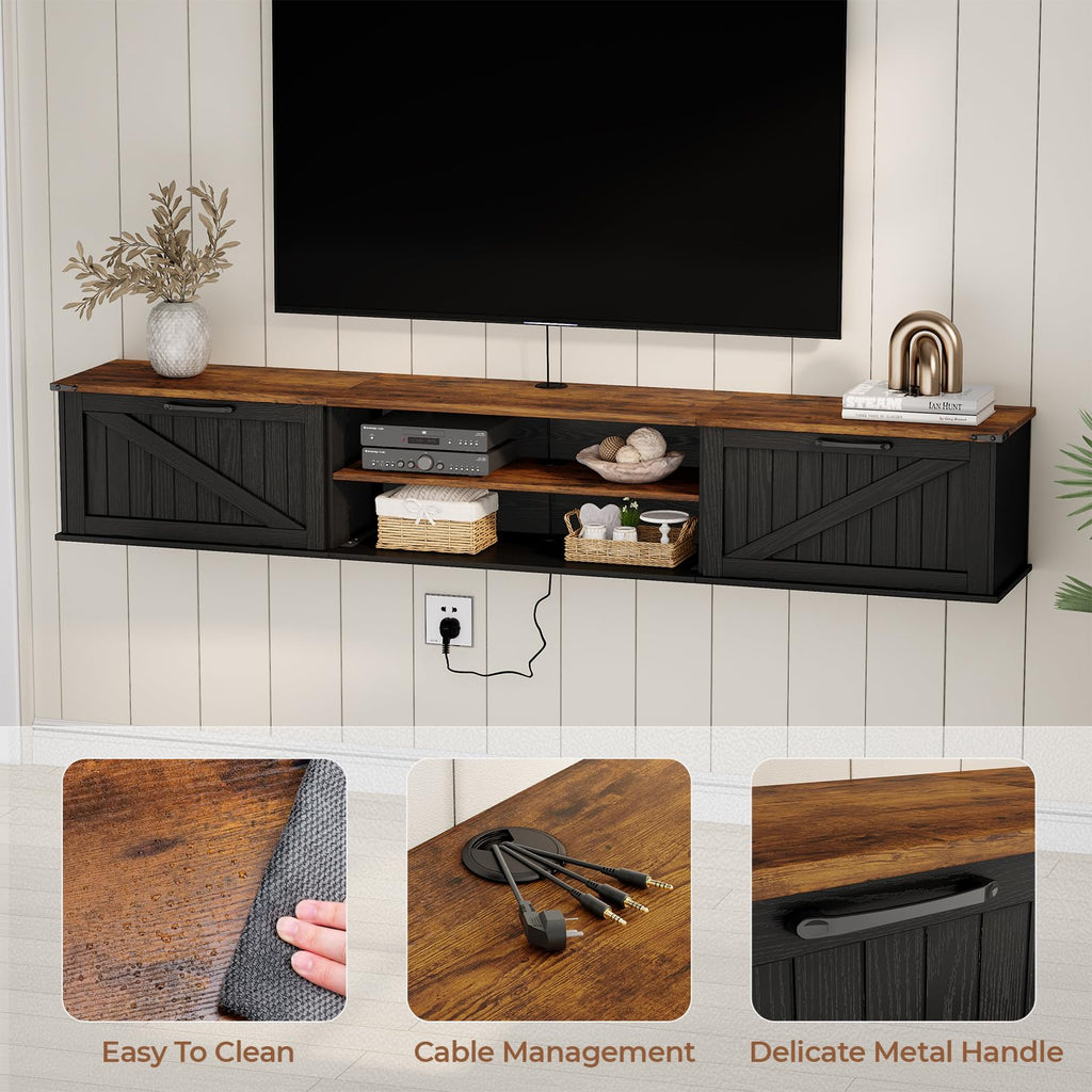70" Black Floating TV Stand L253
