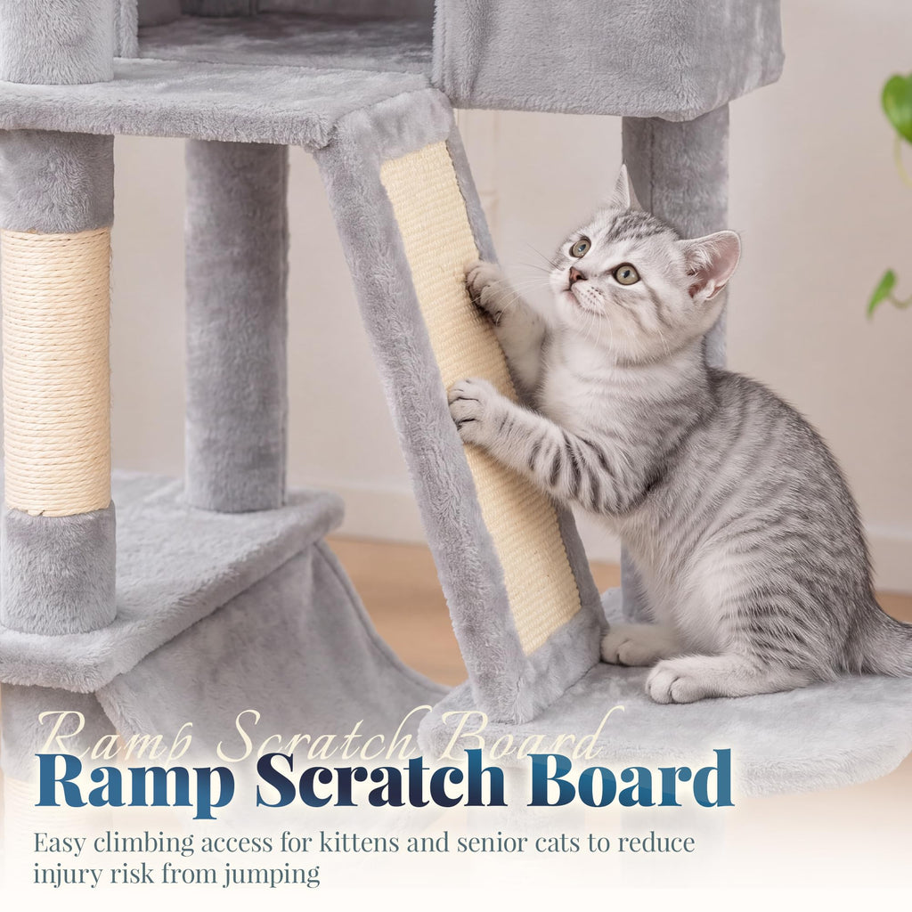Cat Tree Tower with Padded Platform Bed, Hammock B49754