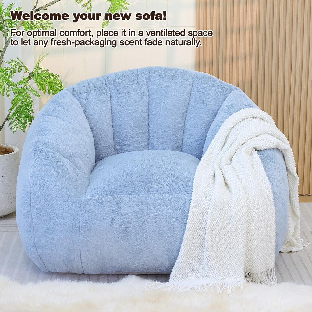 Light Blue Corduroy Bean Bag Chair Z429