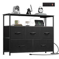 Black 5 Drawer Fabric Dresser N71956