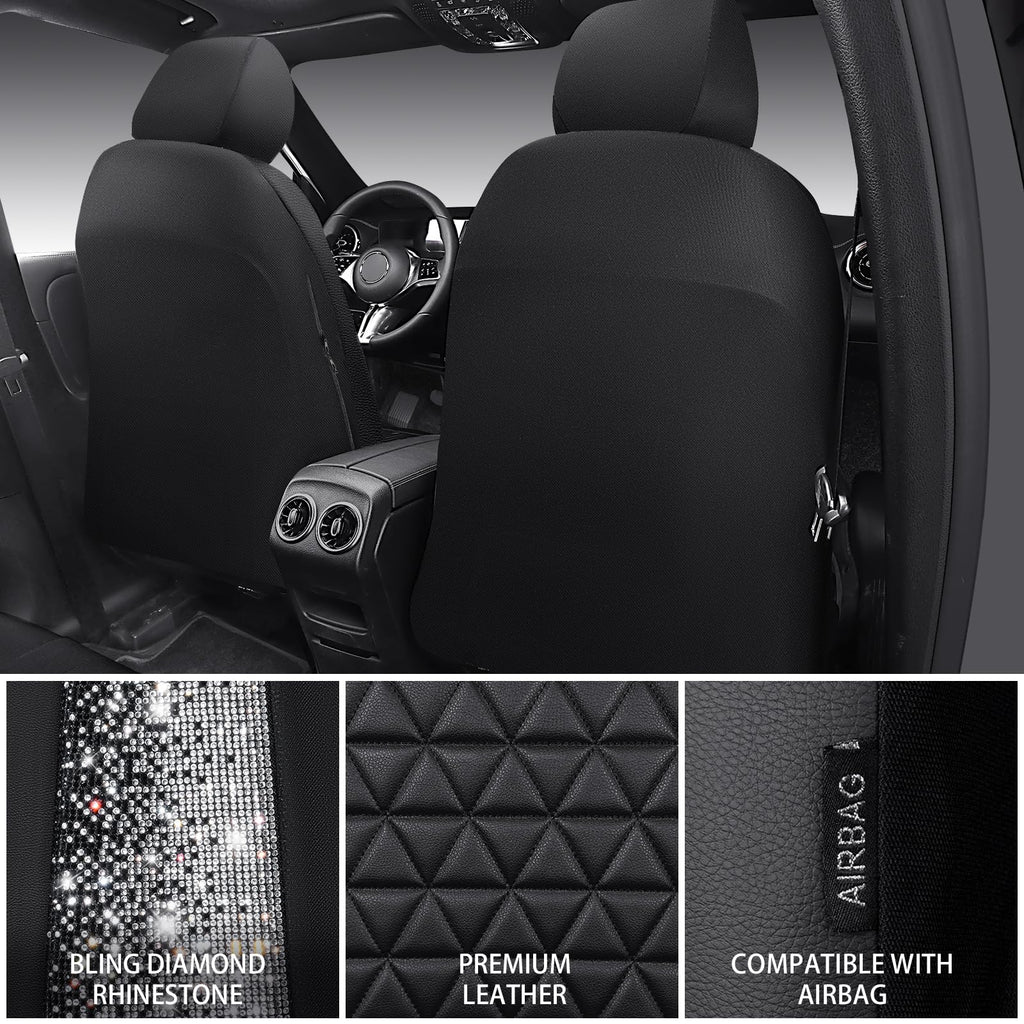 Black Leather Car Seat Covers Full Set J868
