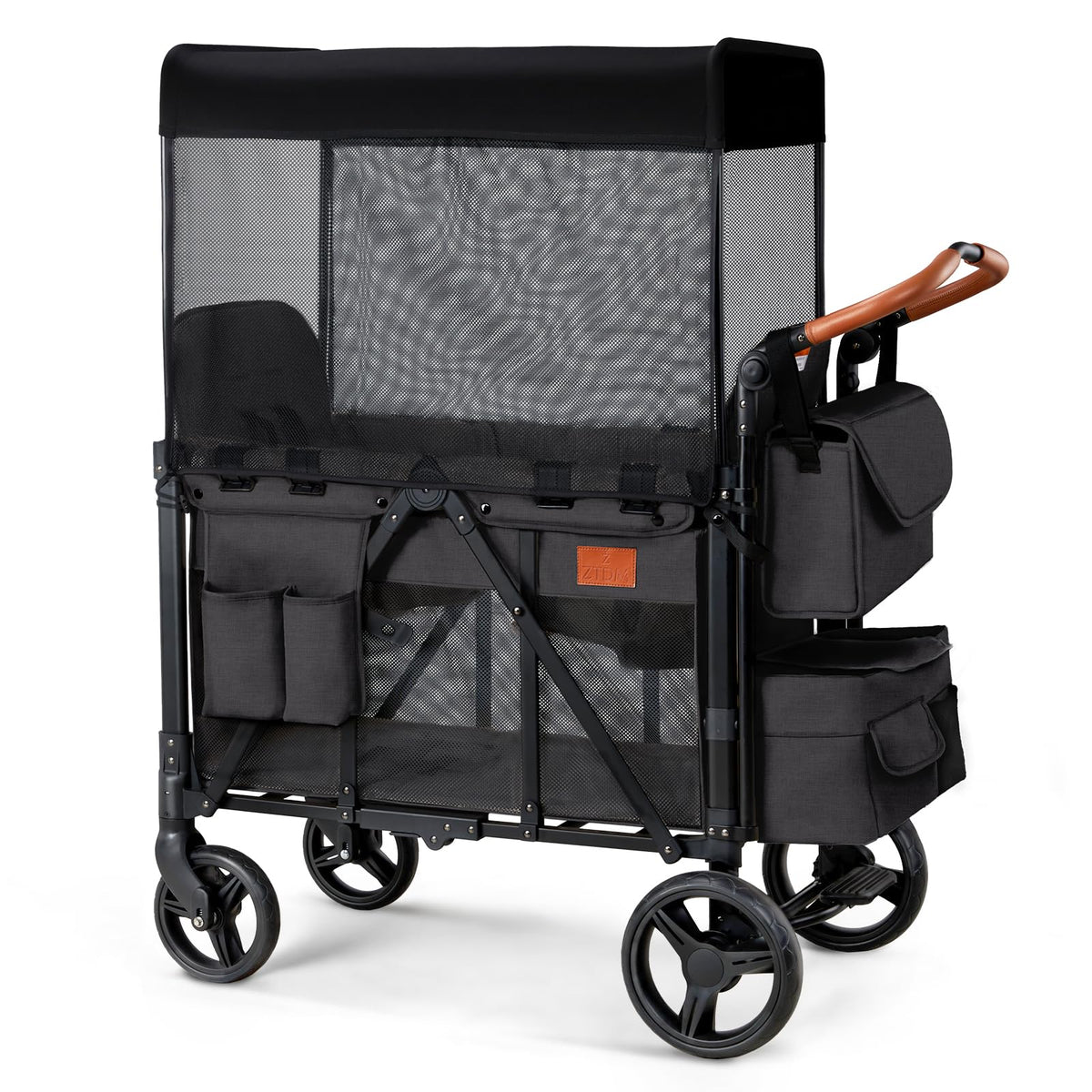 Foldable All-Terrain Double Wagon Stroller with Canopy R50033