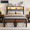 Twin Bed Frame with 18-Inch Under-Bed Storage and RGB LED Lights W496