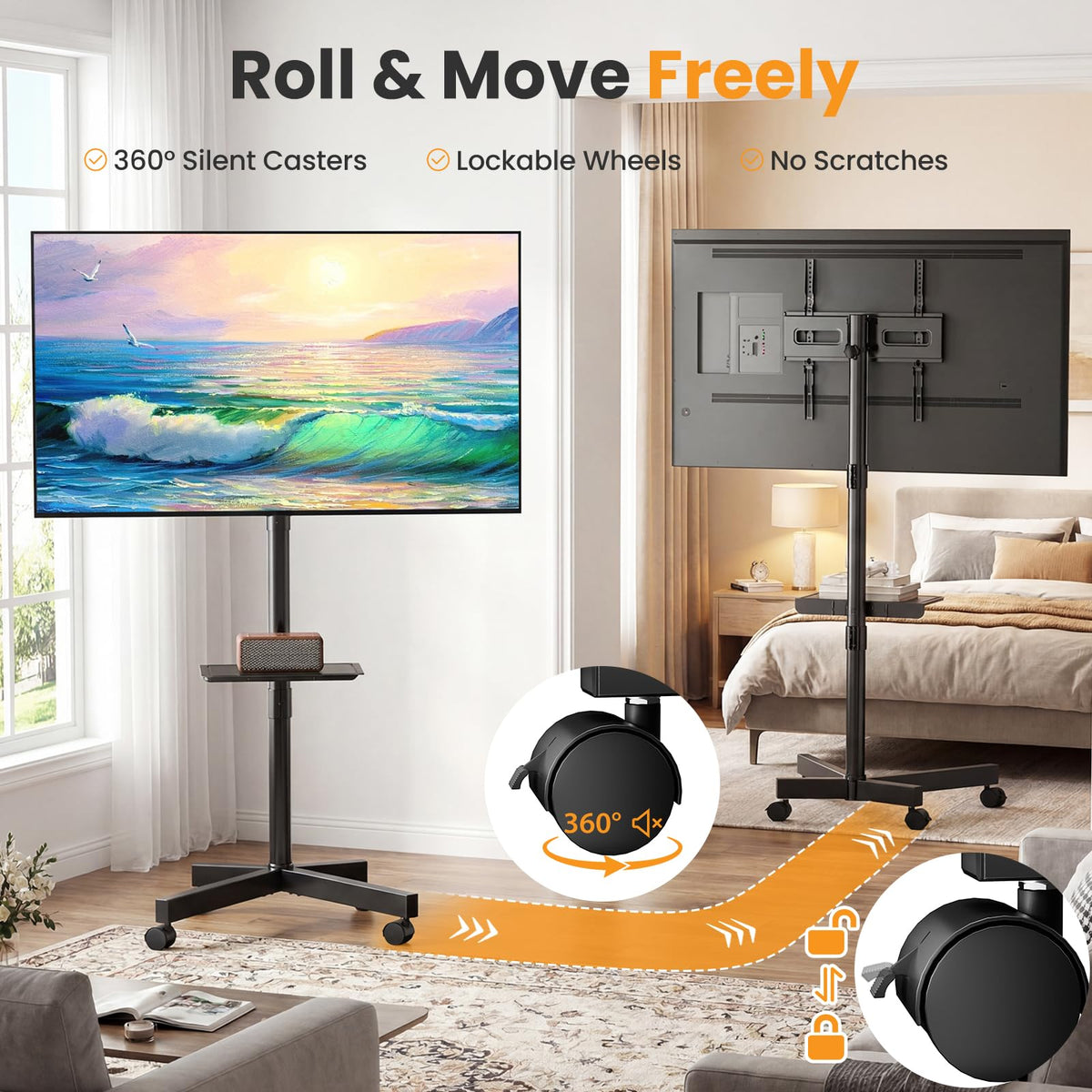 Rolling TV Stand with Wheels for 23-60 Inch L8507