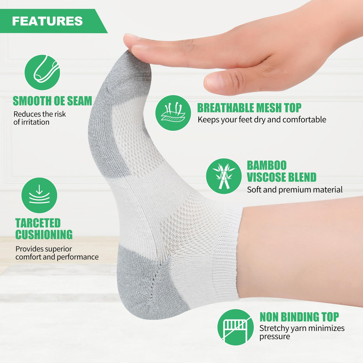 Diabetic Socks for Men, 12 Pairs Ankle & Low Cut Size 9-15 G81857