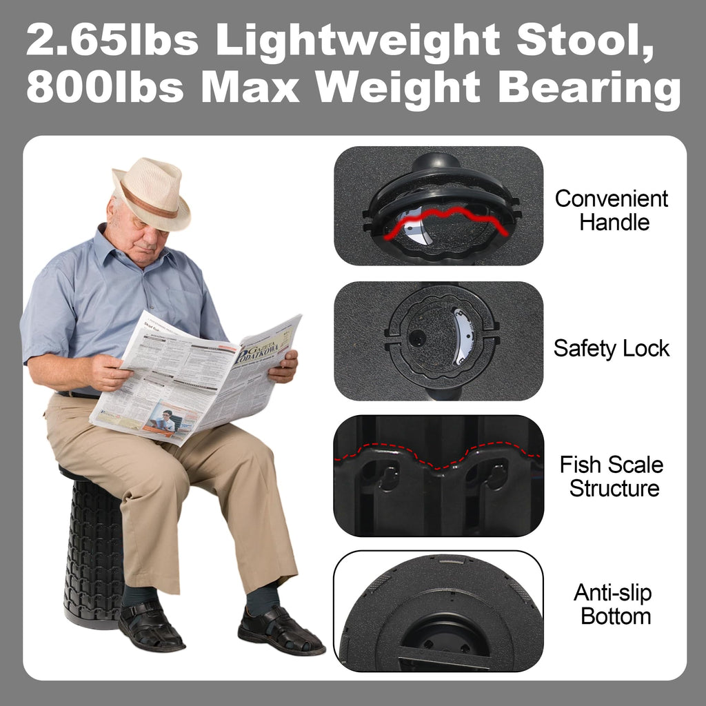 18" Collapsible Heavy Duty Portable Folding Camping Stool Black V828868