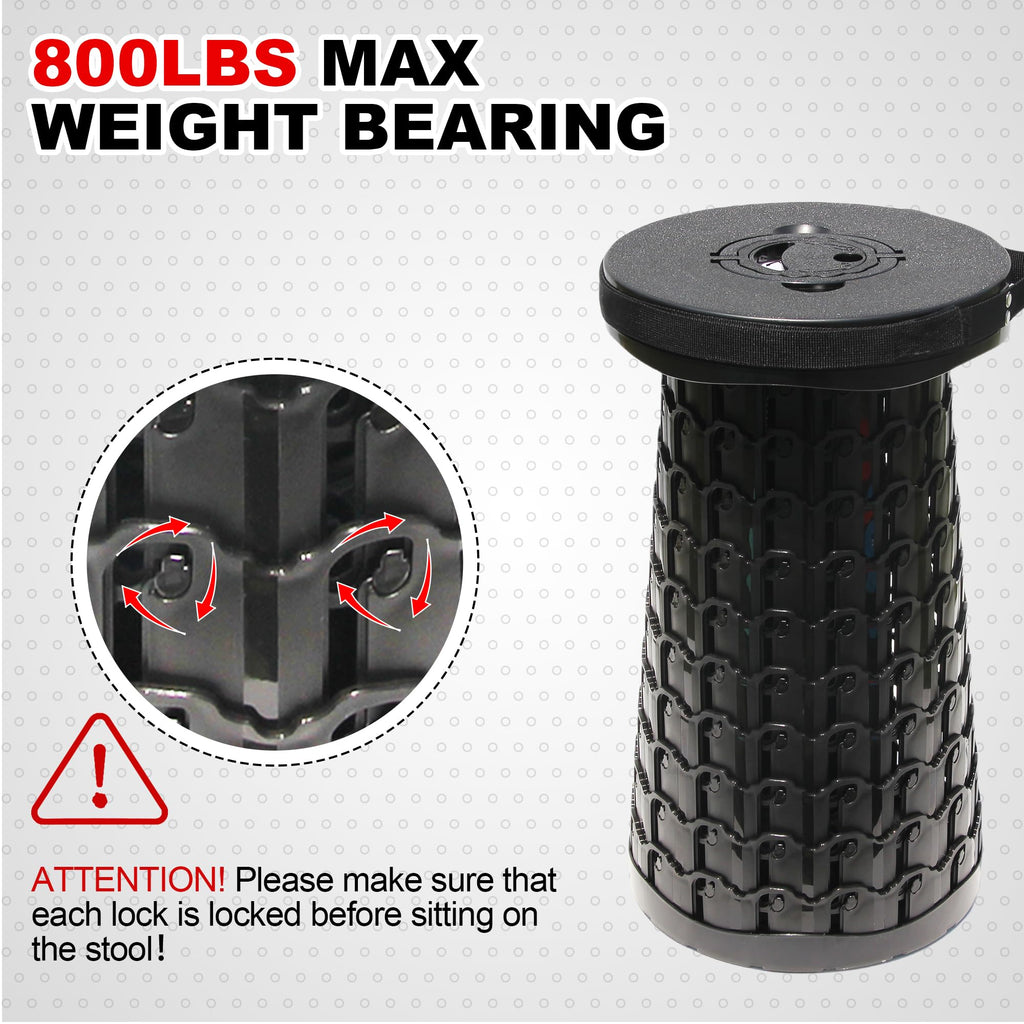 18" Collapsible Heavy Duty Portable Folding Camping Stool Black V828868