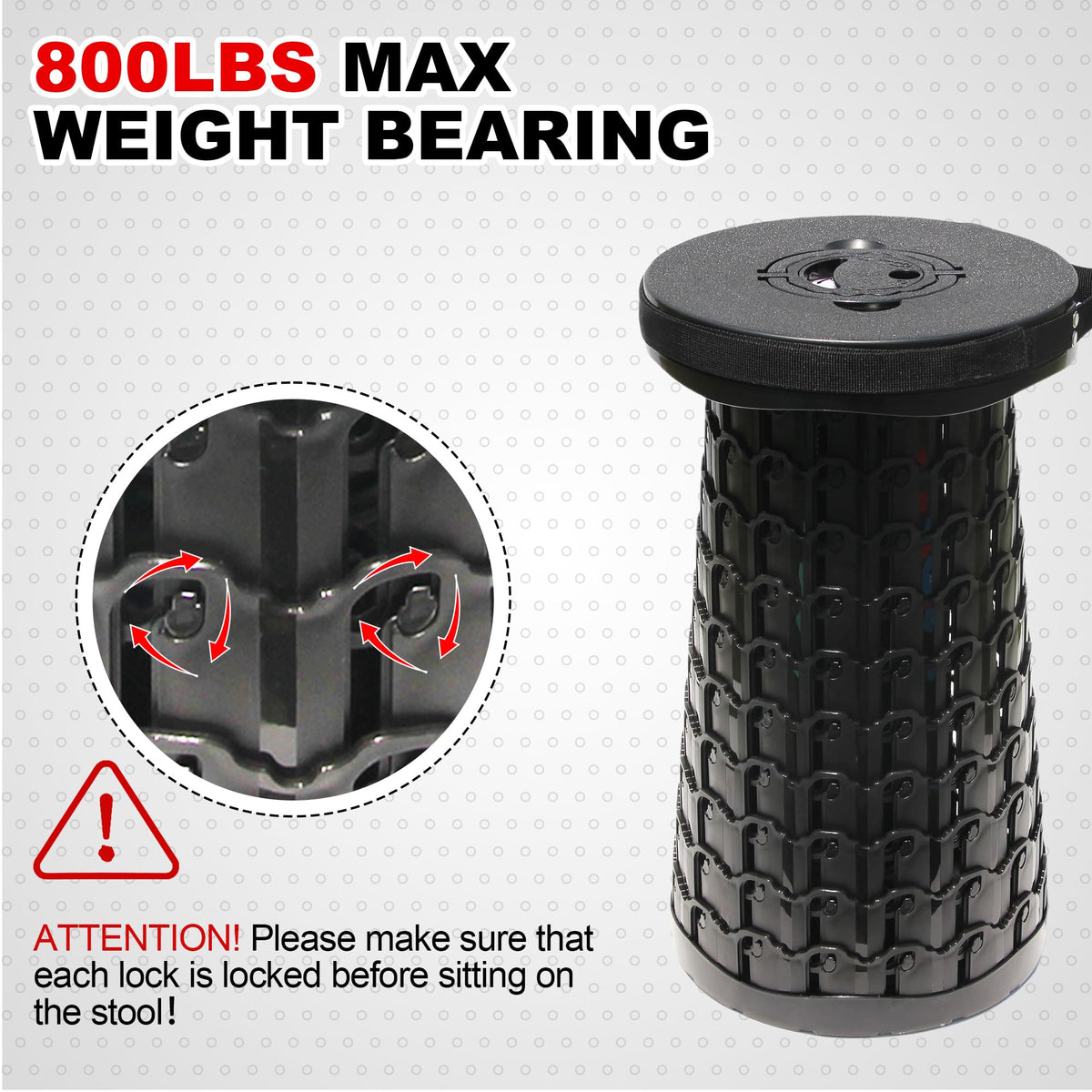 18" Collapsible Heavy Duty Portable Folding Camping Stool Black V828868