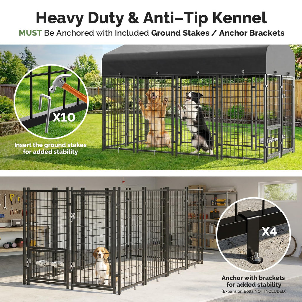 8x4x6FT Outdoor Dog Kennel with Roof N13958