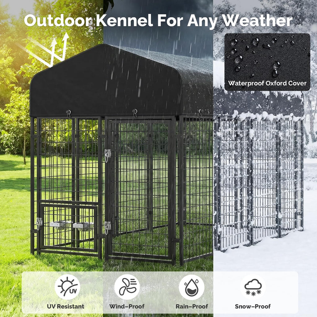 8x4x6FT Outdoor Dog Kennel with Roof N13958