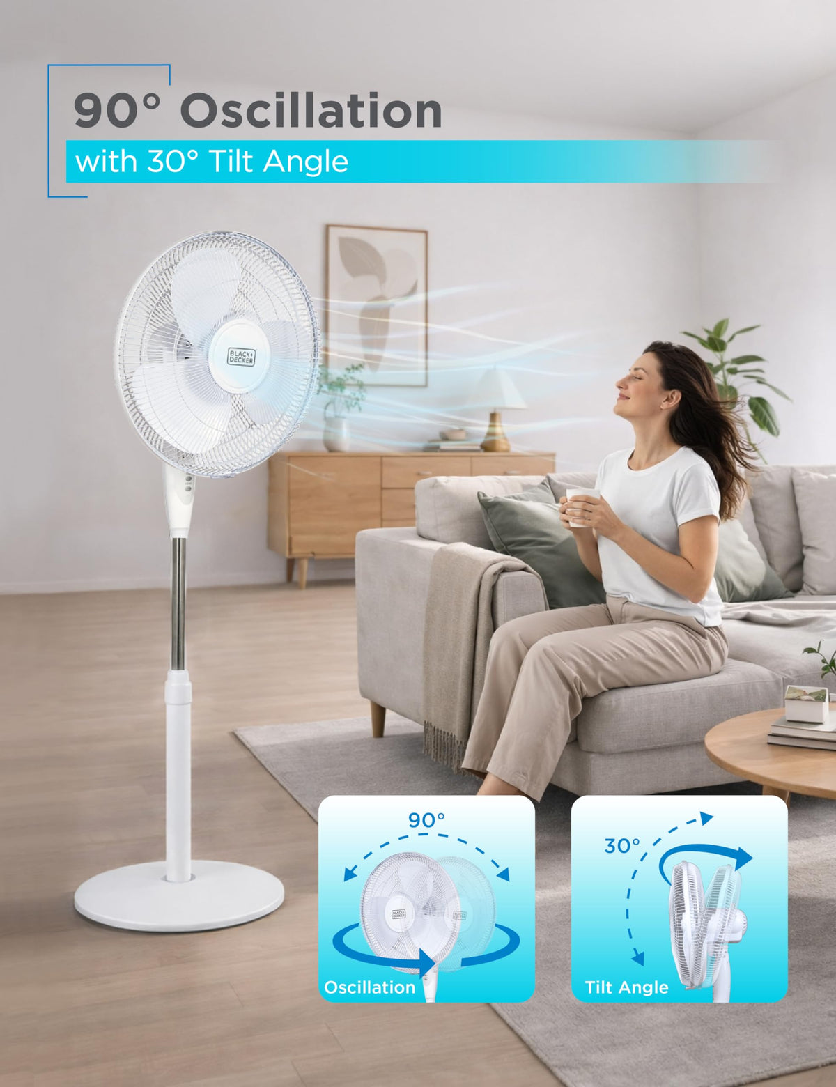 16" Oscillating Pedestal Fan with Remote I1307