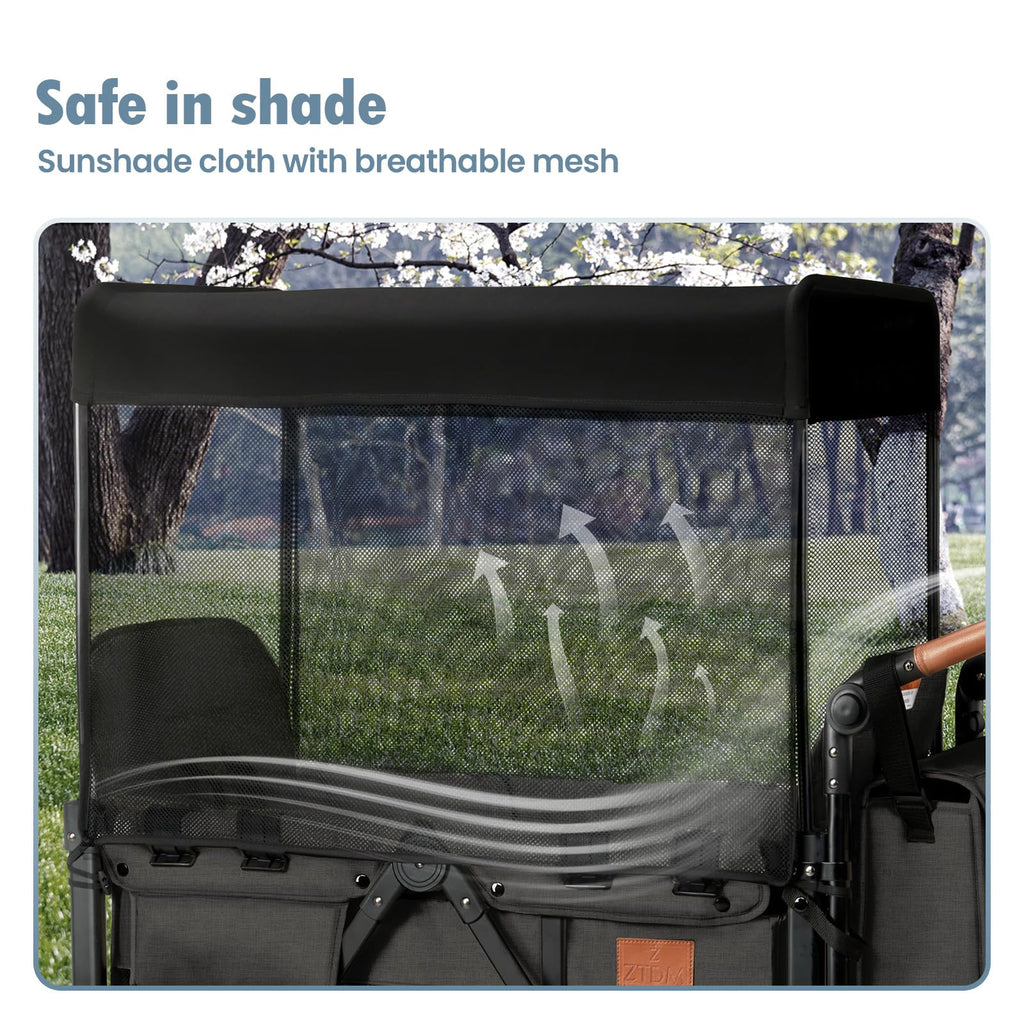Foldable All-Terrain Double Wagon Stroller with Canopy R50033