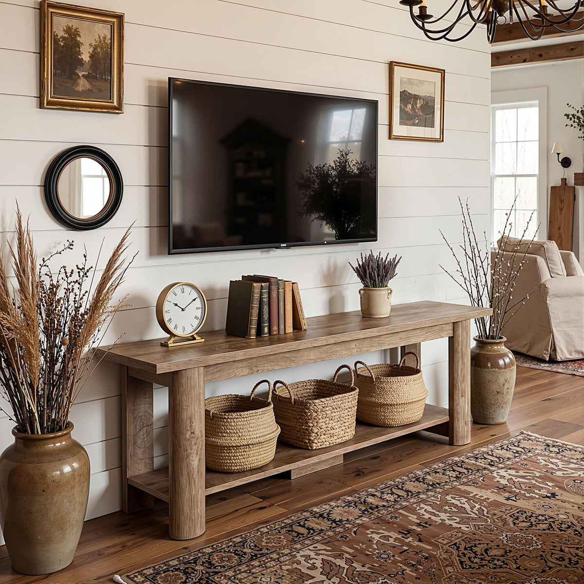 65 Inch Rustic Brown TV Stand Y5338