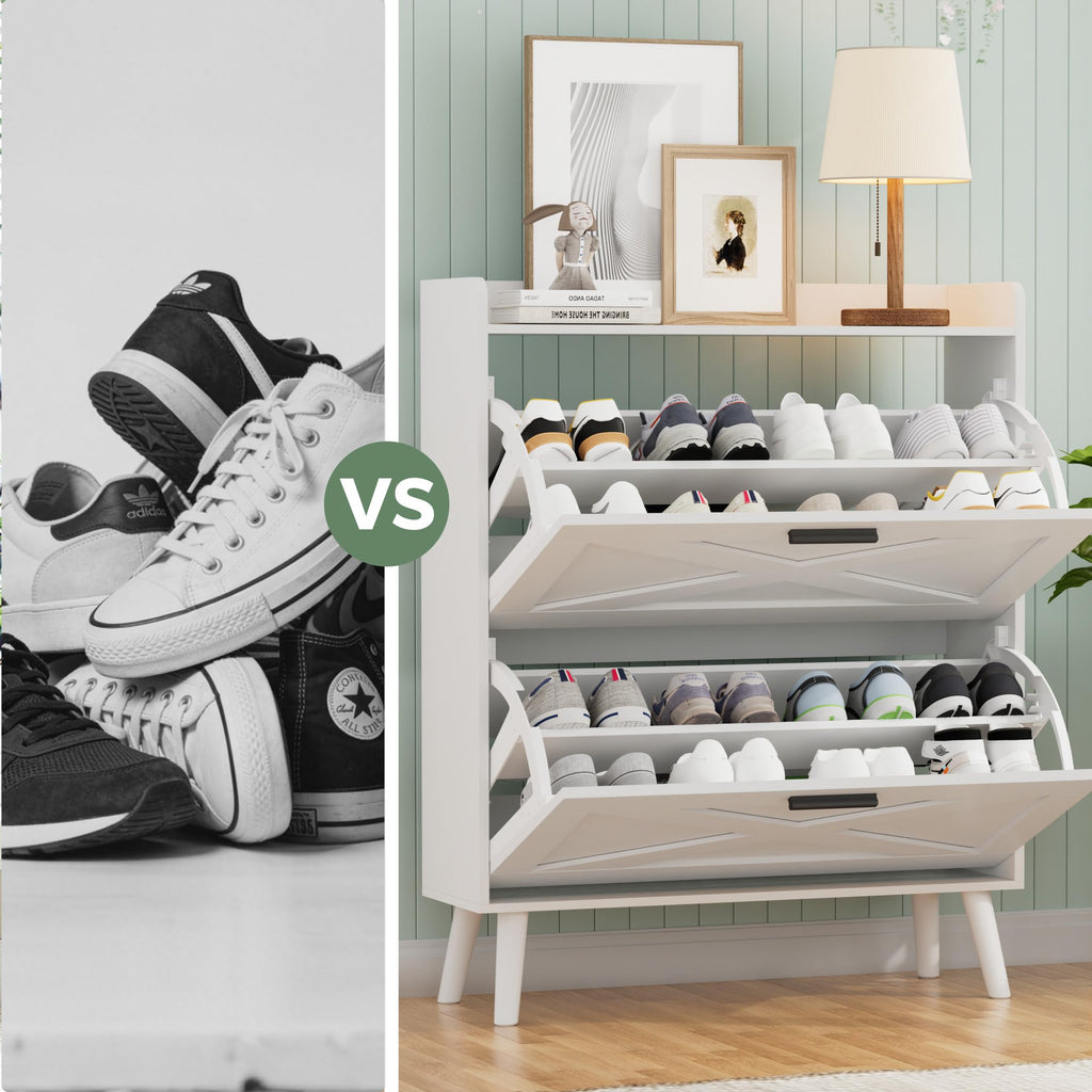 Farmhouse Shoe Storage Cabinet with Flip Drawers R58141