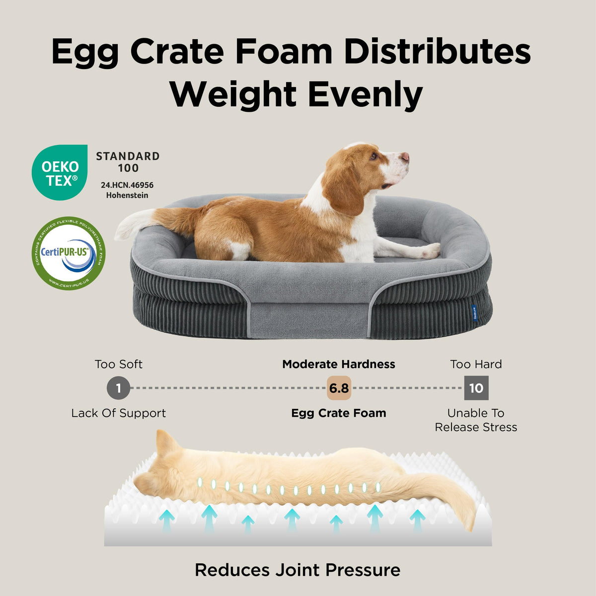 Oval Orthopedic Dog Bed 35" Grey N567945