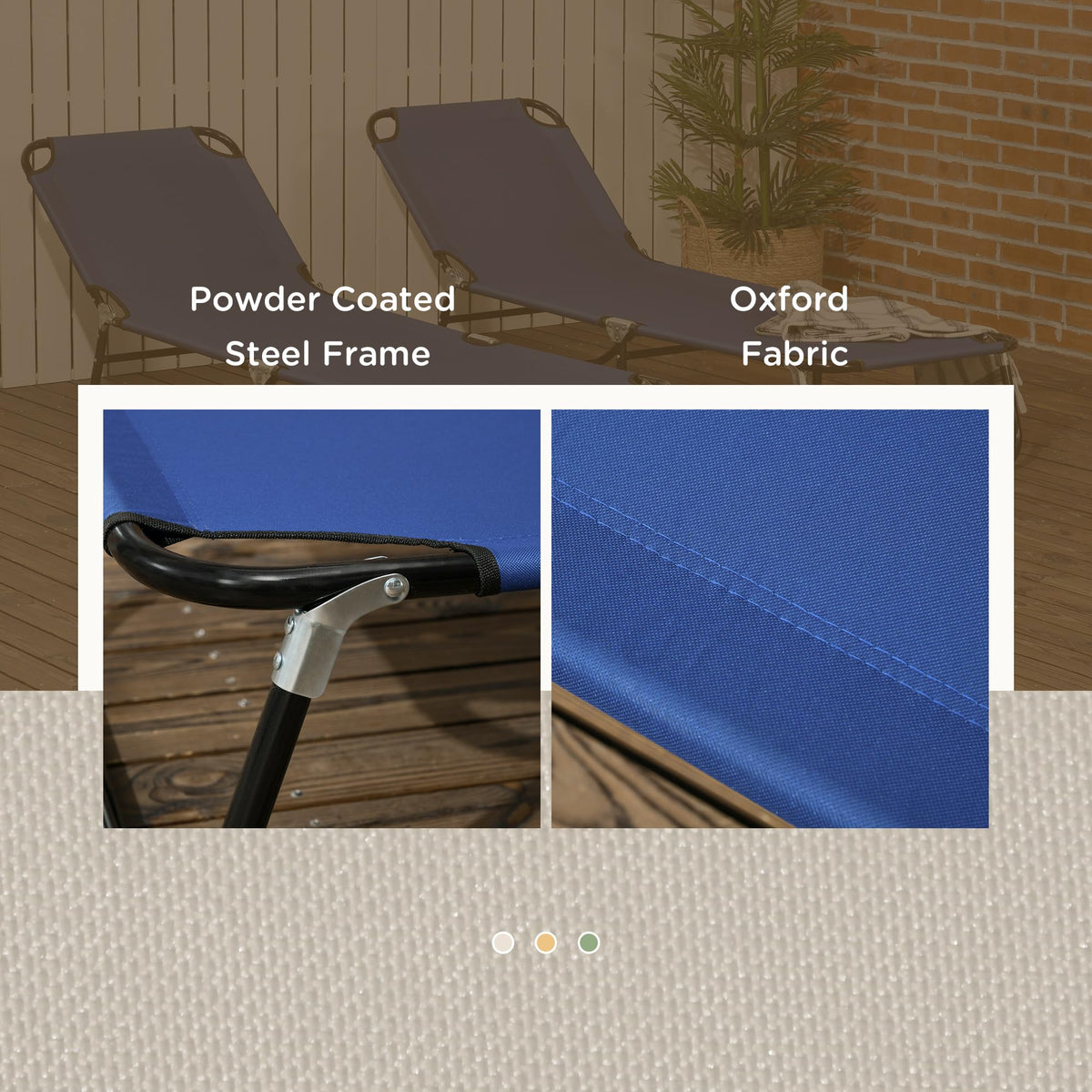 Blue 2 Pieces Folding Chaise Lounge Chair with 5-Level Back G720
