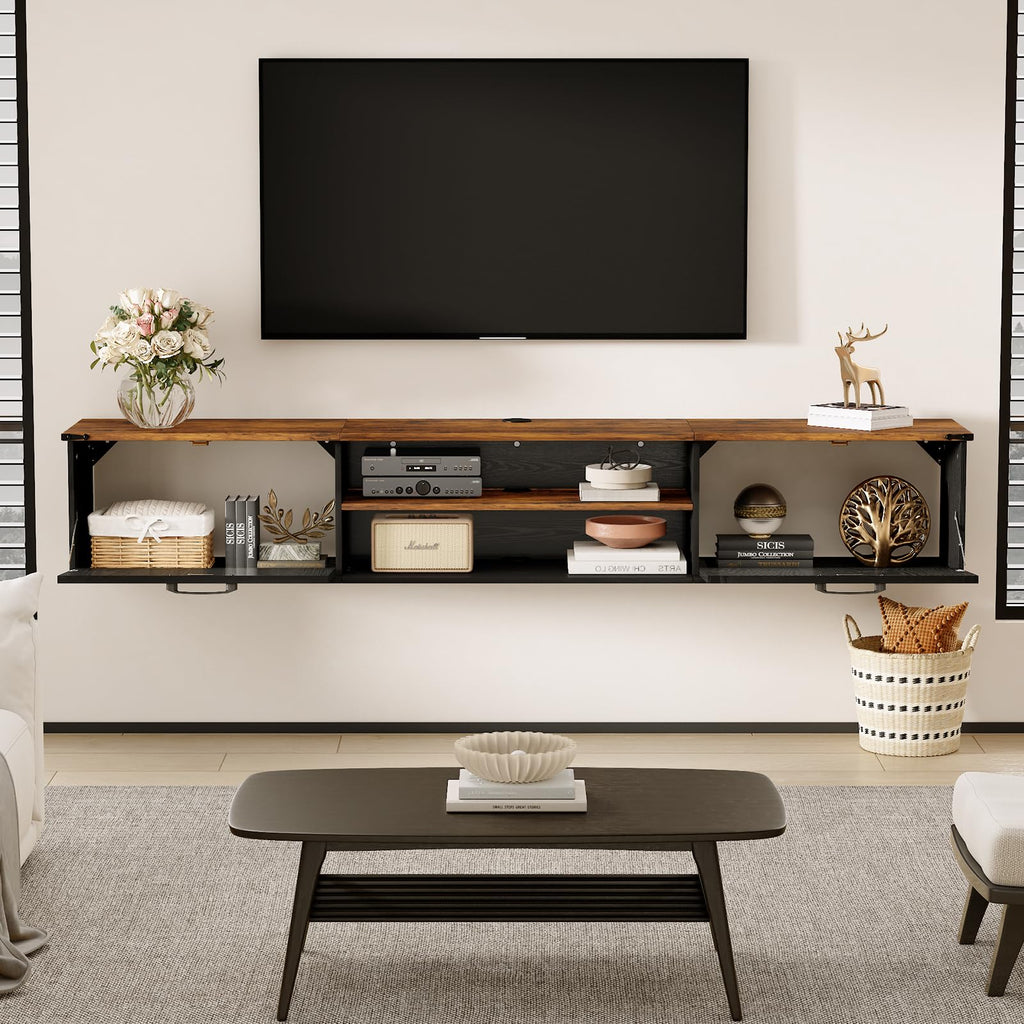 70" Black Floating TV Stand L253