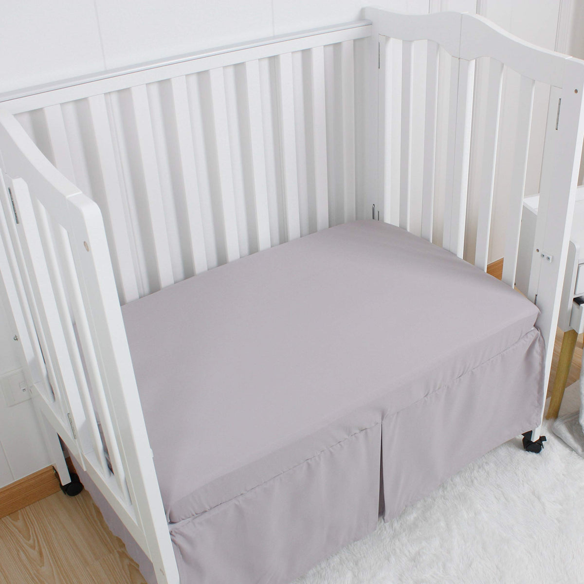 Microfiber 3 Pack Mini Portable Crib Sheets, Fits 24" x 38", Green Light Grey White R536046
