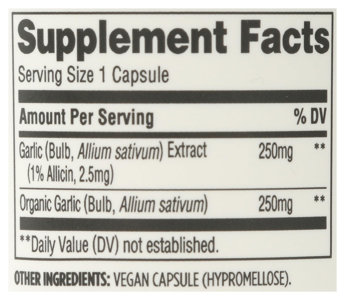 Garlic Vegan Capsules 60 Count J1431