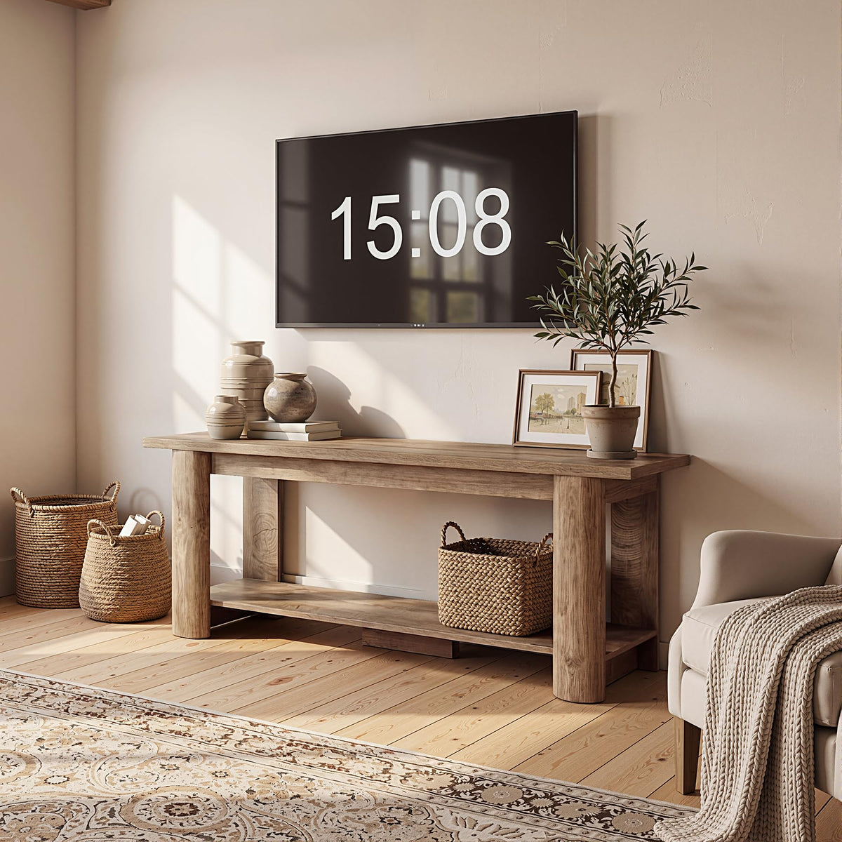65 Inch Rustic Brown TV Stand Y5338