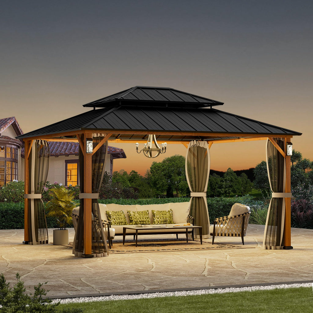 12x14 Hardtop Gazebo with LED Lights B21923