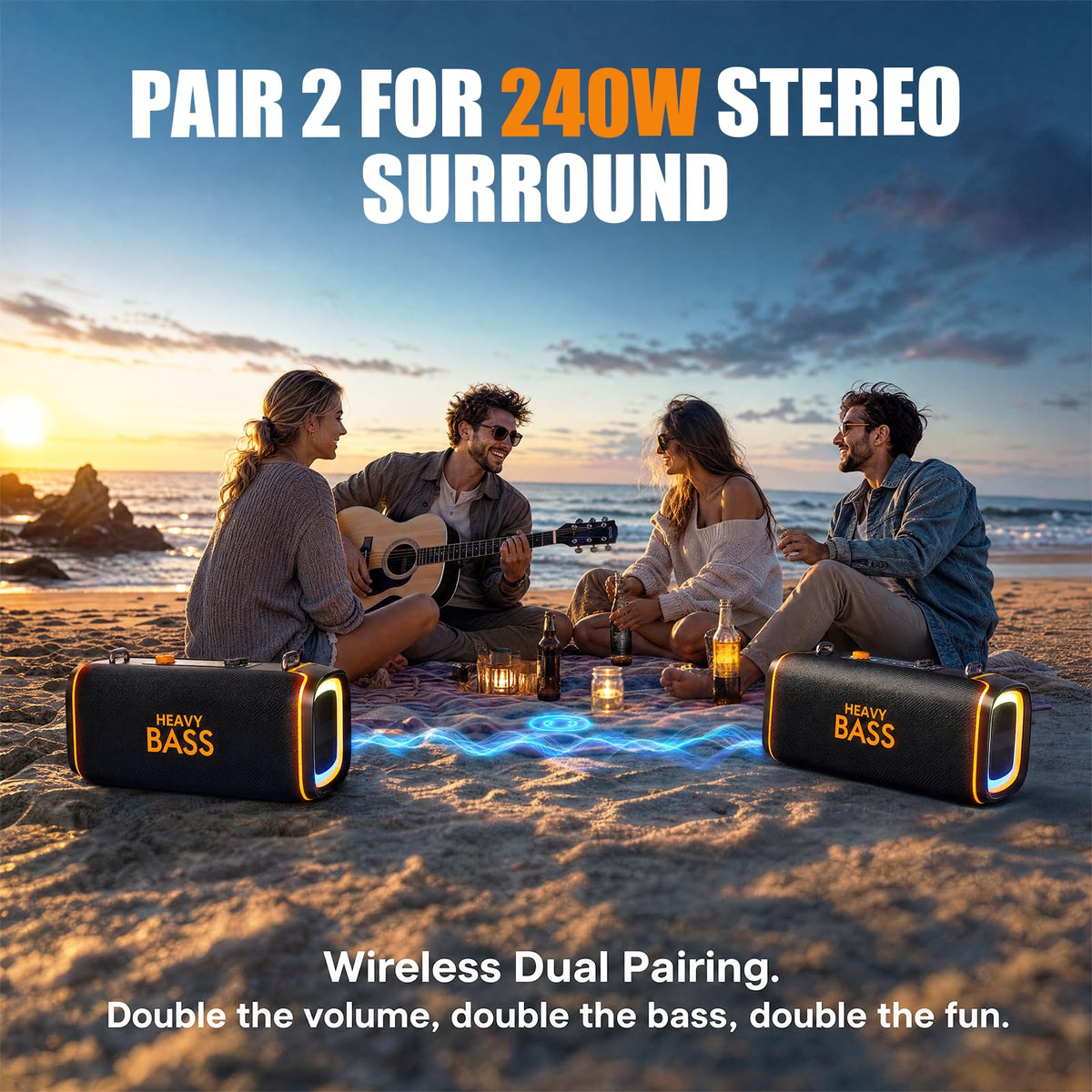 Portable Bluetooth Speaker, 120W Peak, 28-Hour Playtime S607131