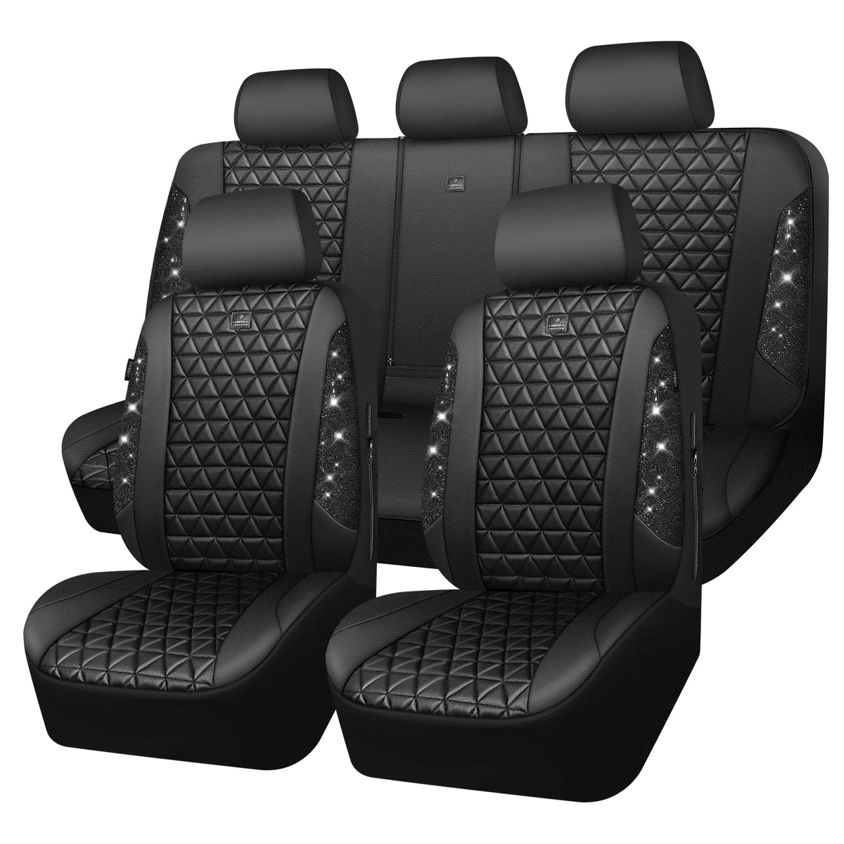 Black Leather Car Seat Covers Full Set J868