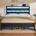 Queen Bed Frame with Storage Headboard and LED Lights N38898