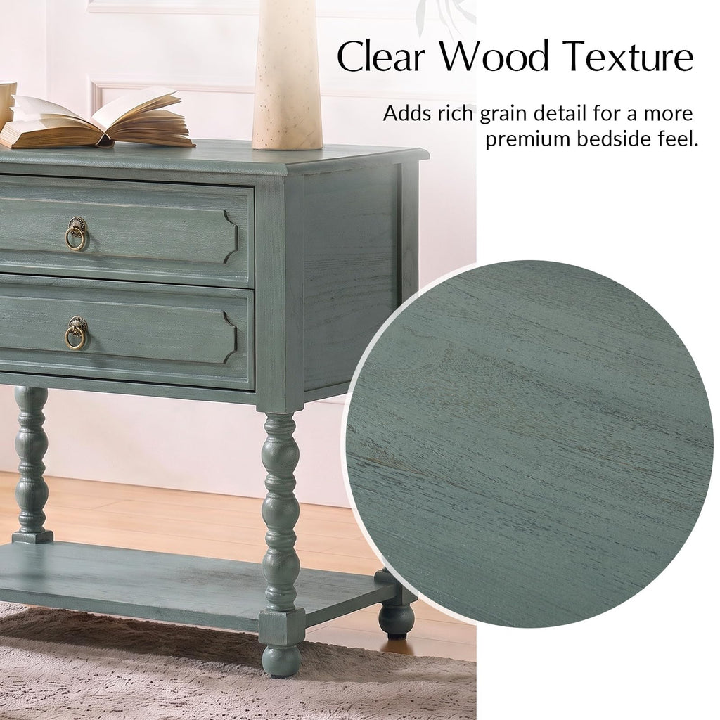 Blue Accent End Table with Charging Station Y73883
