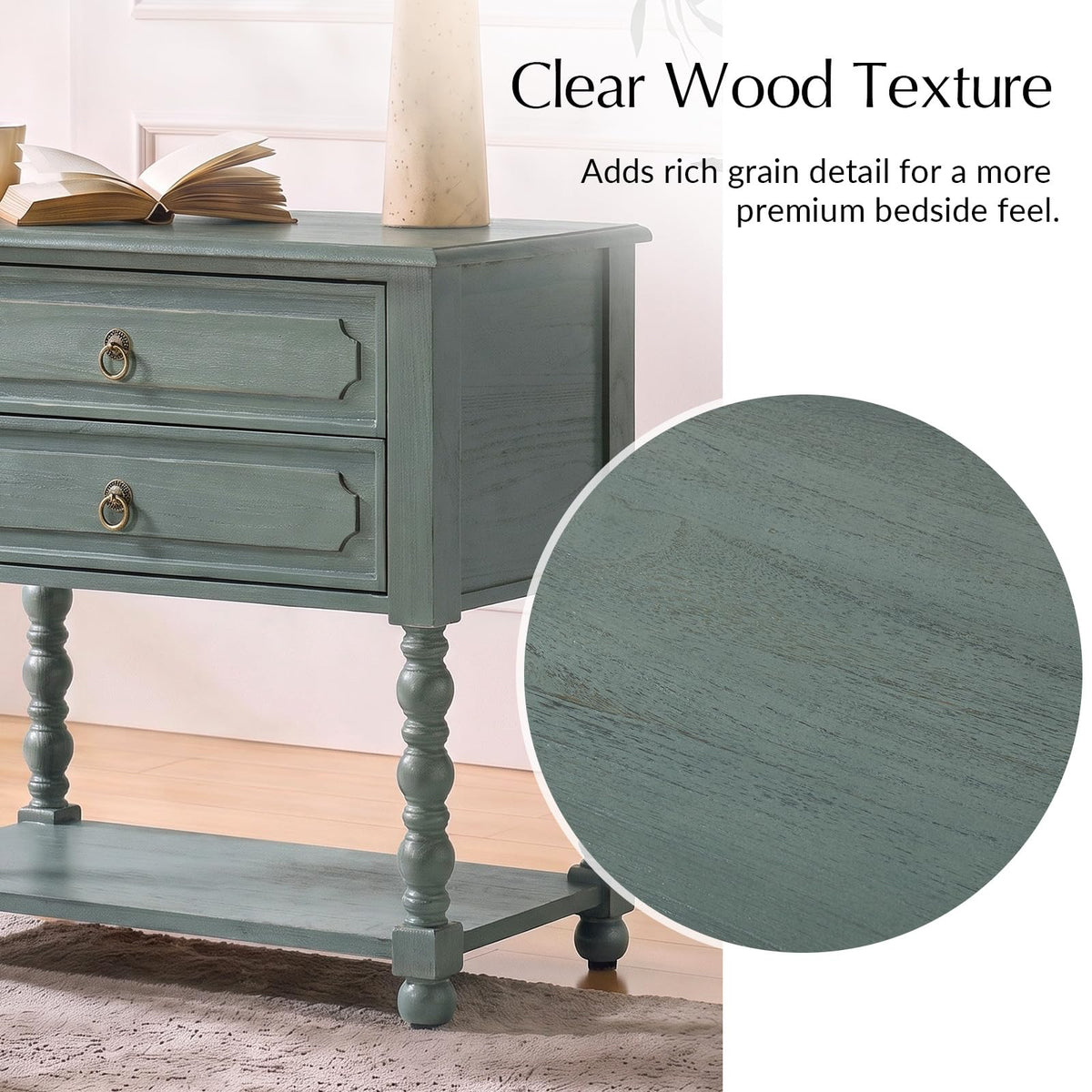 Blue Accent End Table with Charging Station Y73883