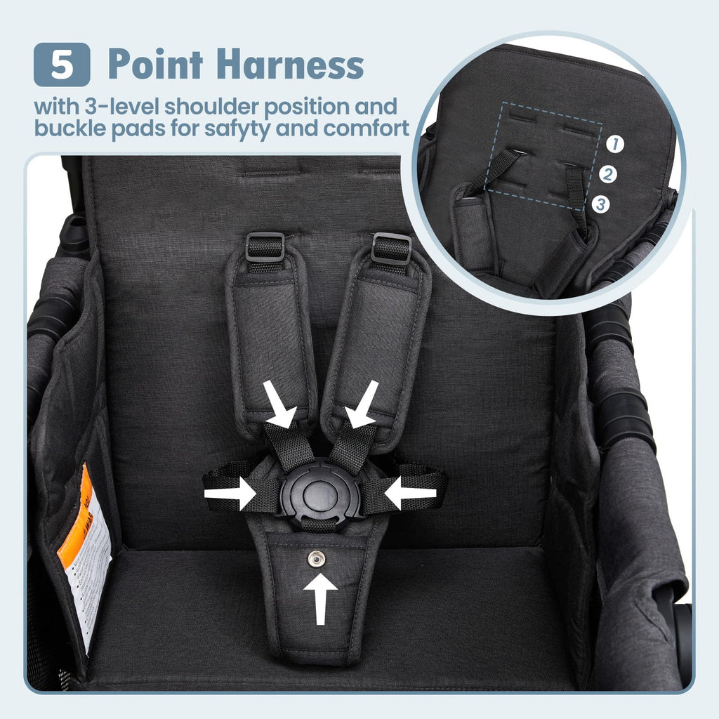 Foldable All-Terrain Double Wagon Stroller with Canopy R50033
