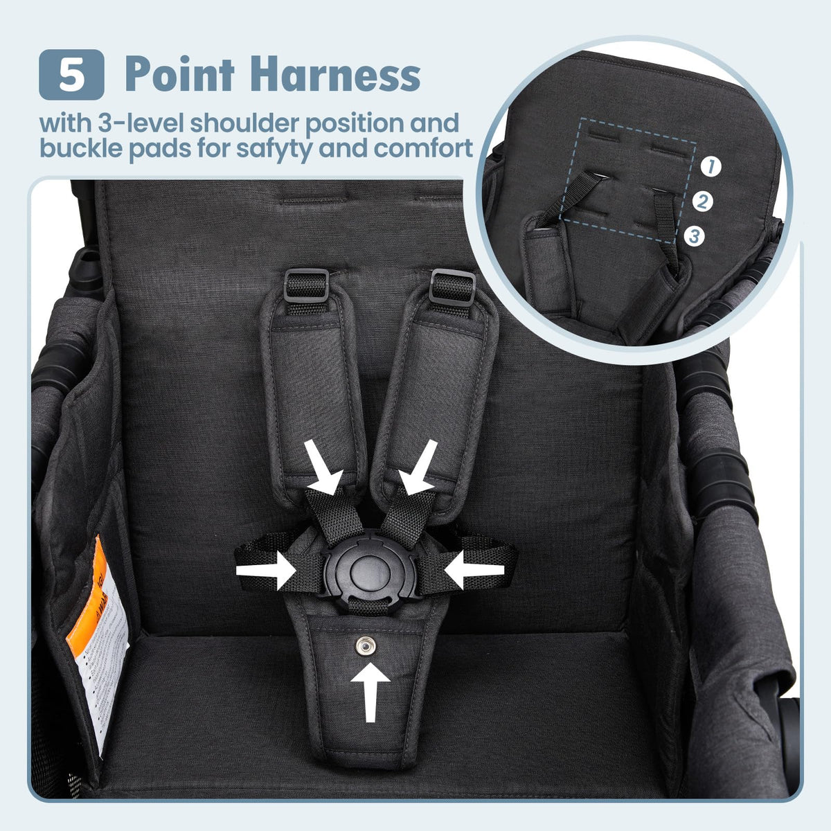 Foldable All-Terrain Double Wagon Stroller with Canopy R50033