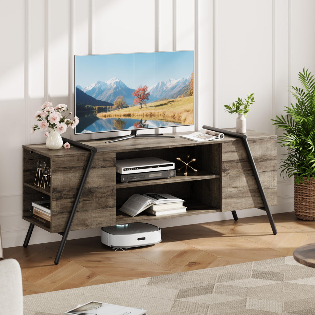 55.12" Weathered Oak Wooden TV Stand W491