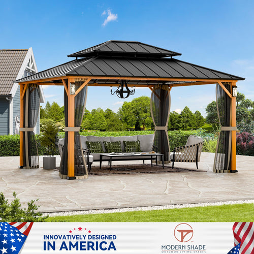 12x14 Hardtop Gazebo with LED Lights B21923