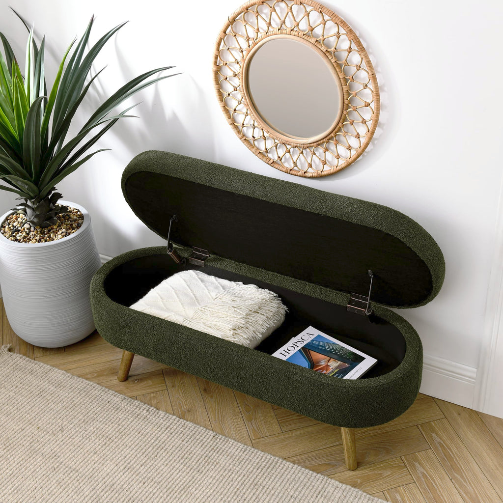 Oval Storage Bench with Rubber Wood Legs K586750