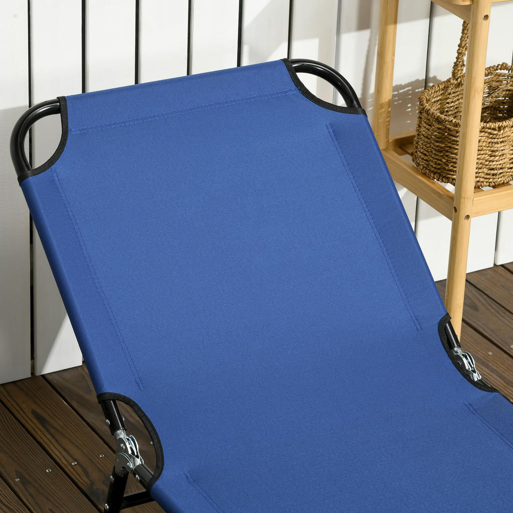 Blue 2 Pieces Folding Chaise Lounge Chair with 5-Level Back G720