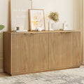 Natural Oak Fluted Wooden Sideboard Cabinet with 4 Doors R1632