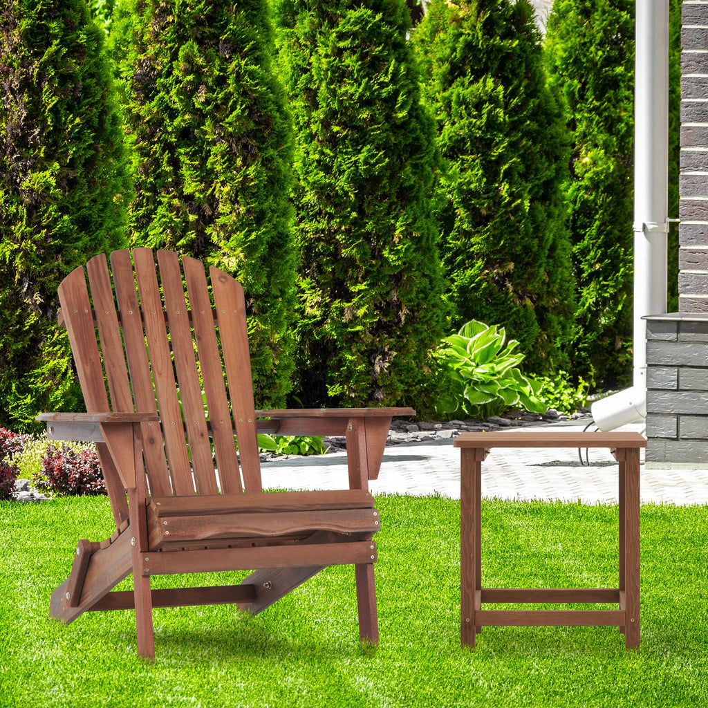 Folding Adirondack Chairs Set of 2 Solid Cedar Wood G3226