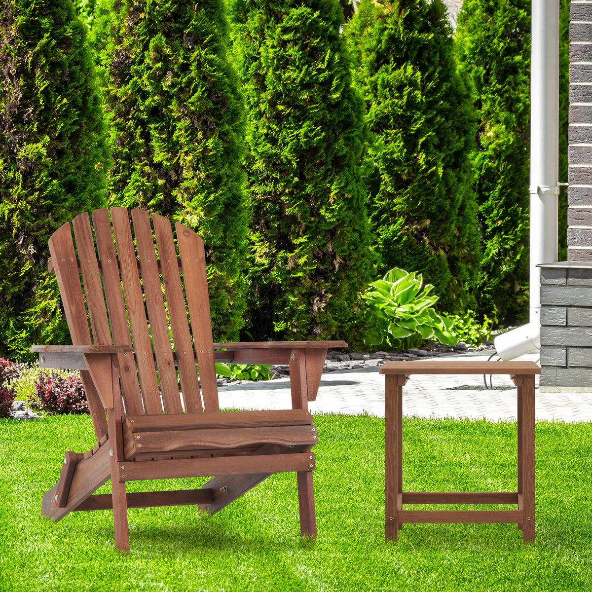 Folding Adirondack Chairs Set of 2 Solid Cedar Wood G3226